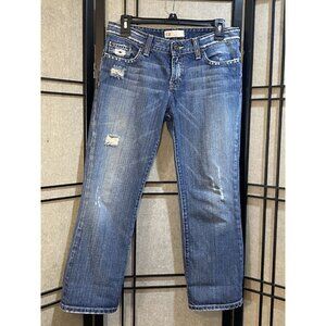 BKE Denim Element 100 Cotton Cropped Jeans Womens Distressed Low Rise Sz 29